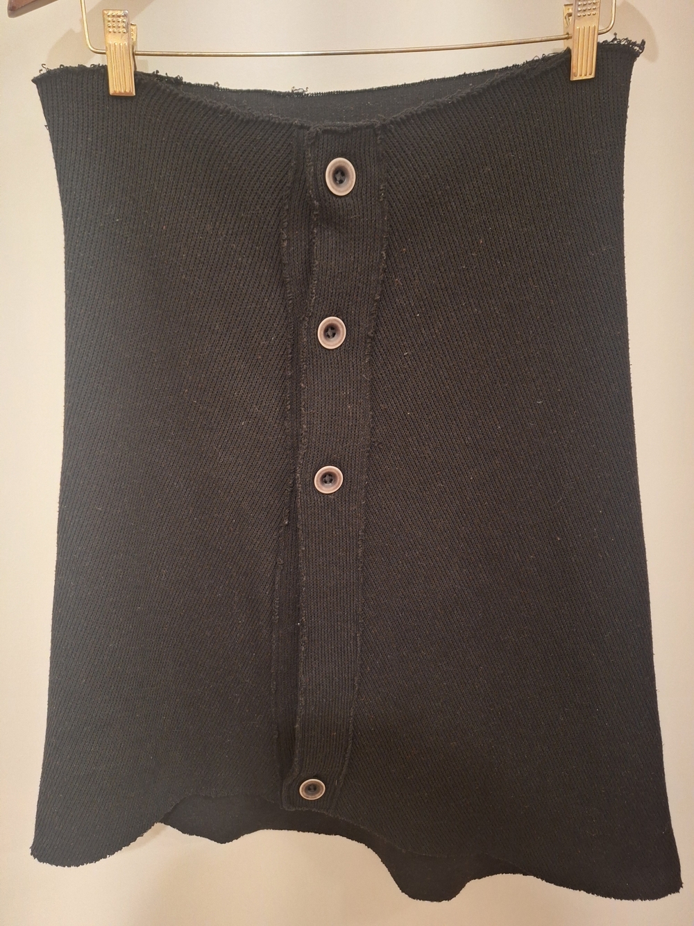 Black Knit Button-Front Tube Skirt